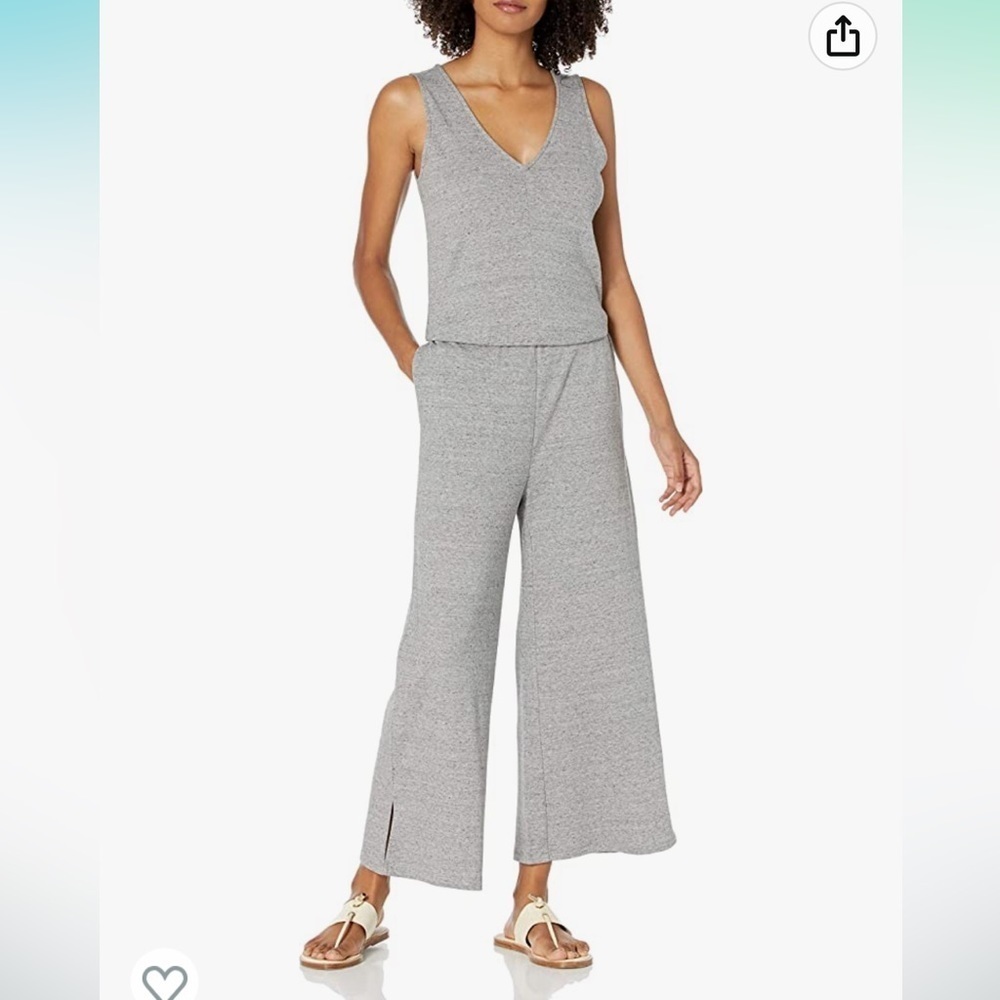 NWT XS Daily Ritual Pima Cotton and Modal Interlock Sleeveless Wide-Leg Jumpsuit